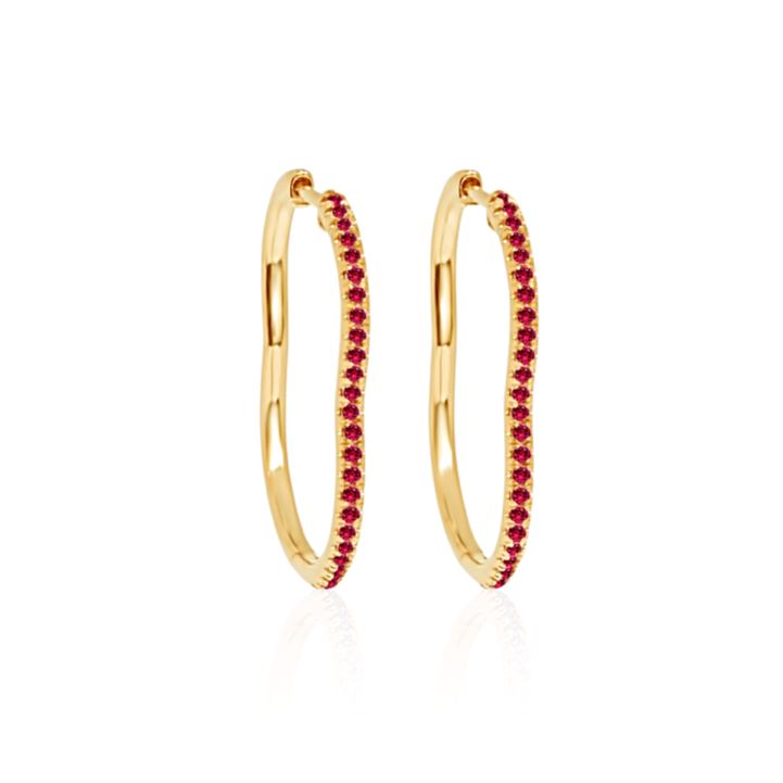 BERCEAU Gemstone Hoop Earrings - Ruby earrings ALMASIKA 